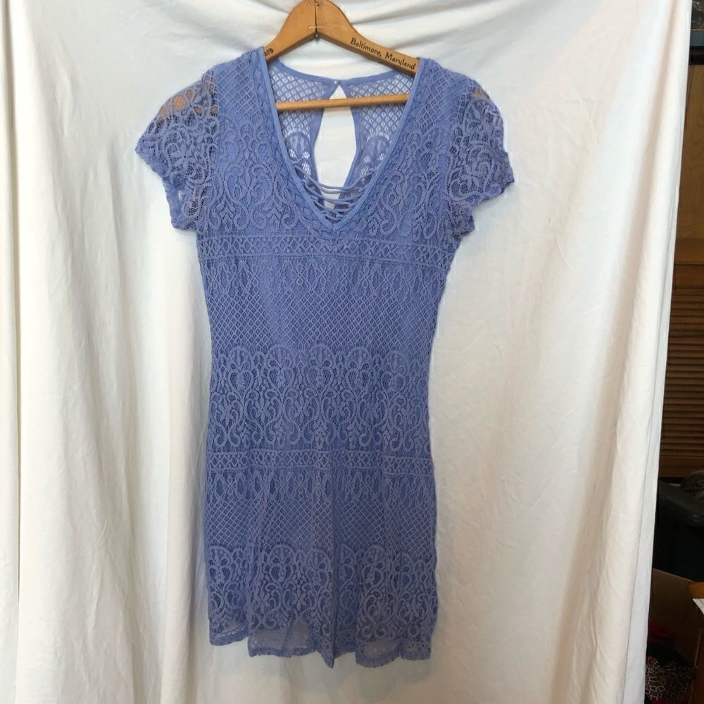 Hollister Mini Dress Lacy Light Blue Medium